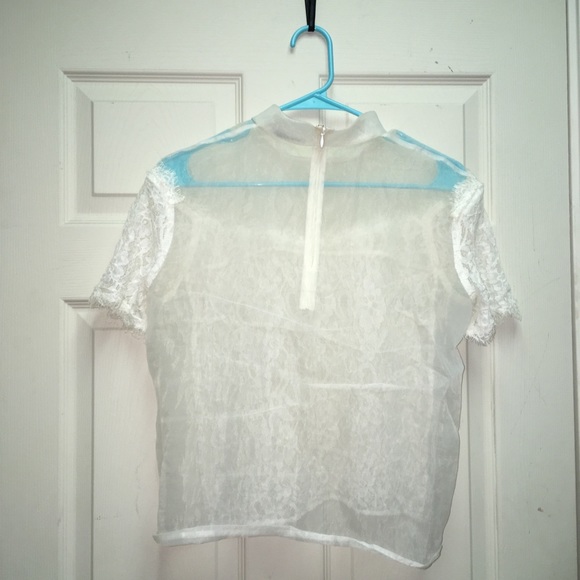 Free People Lace Blouse Transparent Top Tee Boho Sheer - Picture 4 of 12